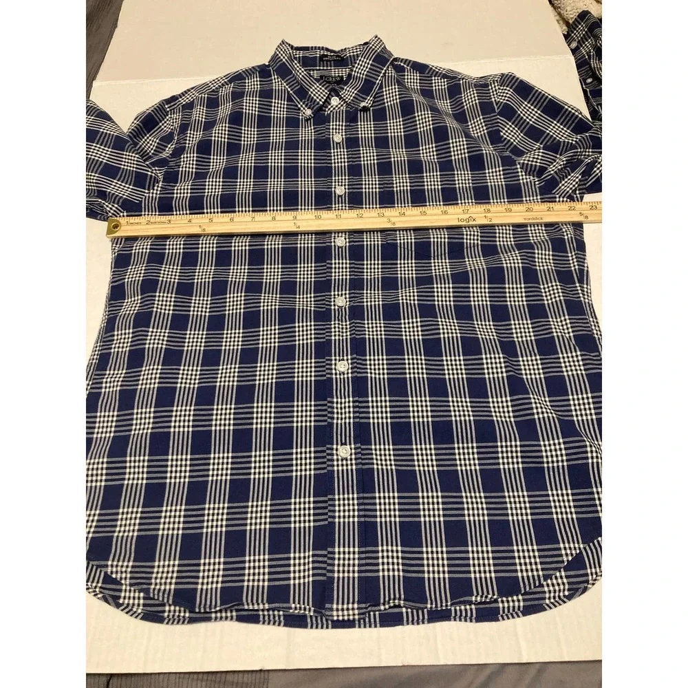 J. Crew Mens Long Sleeve Button‎ Down Shirt Slim Untucked Size L Blue Plaid